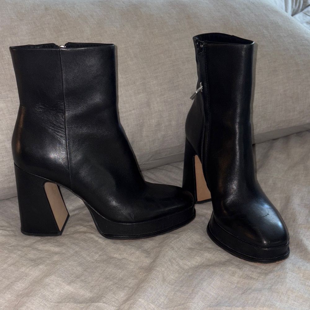 Black Leather Ankle Boots